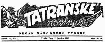 logotyp - Tatranské noviny z roku 1956