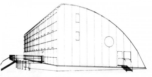 Súťažný návrh z roku 1984 - autor Jiří Suchomel - Stavoprojekt Liberec